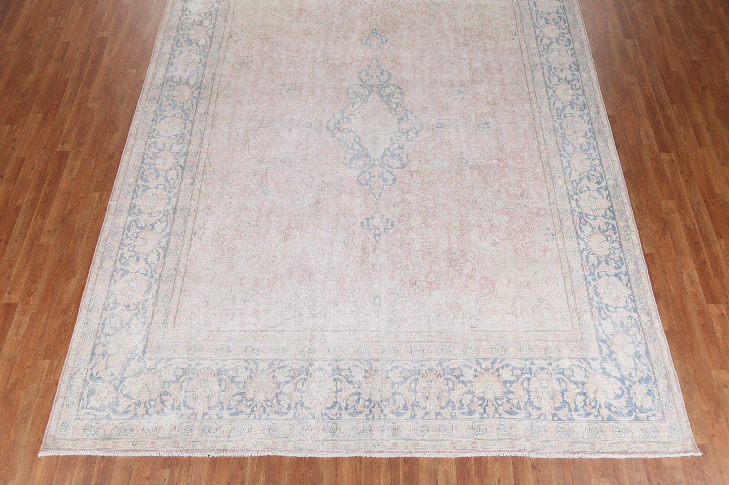 Muted Floral Wool Kerman Persian Area Rug 10x13