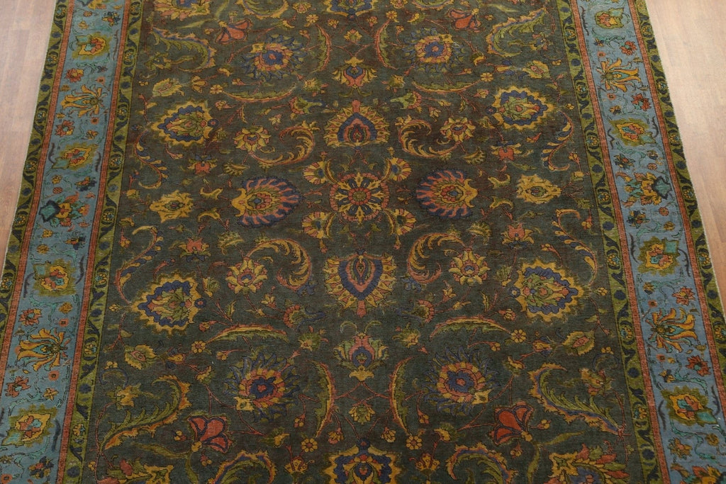 All-Over Green Tabriz Persian Area Rug 10x12