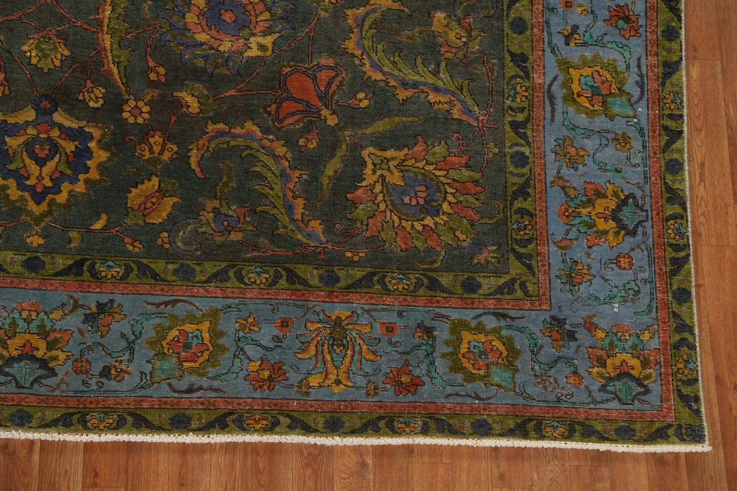 All-Over Green Tabriz Persian Area Rug 10x12