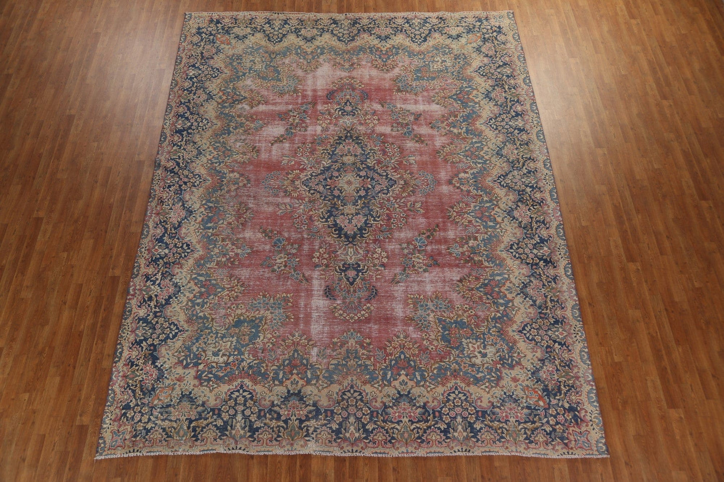 Distressed Wool Kerman Persian Area Rug 10x13