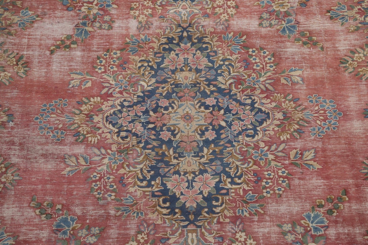 Distressed Wool Kerman Persian Area Rug 10x13