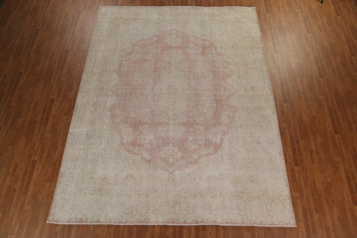 Distressed Muted Kerman Persian Area Rug 10x13