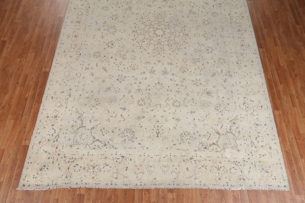 Vintage Floral Wool Tabriz Persian Area Rug 9x14