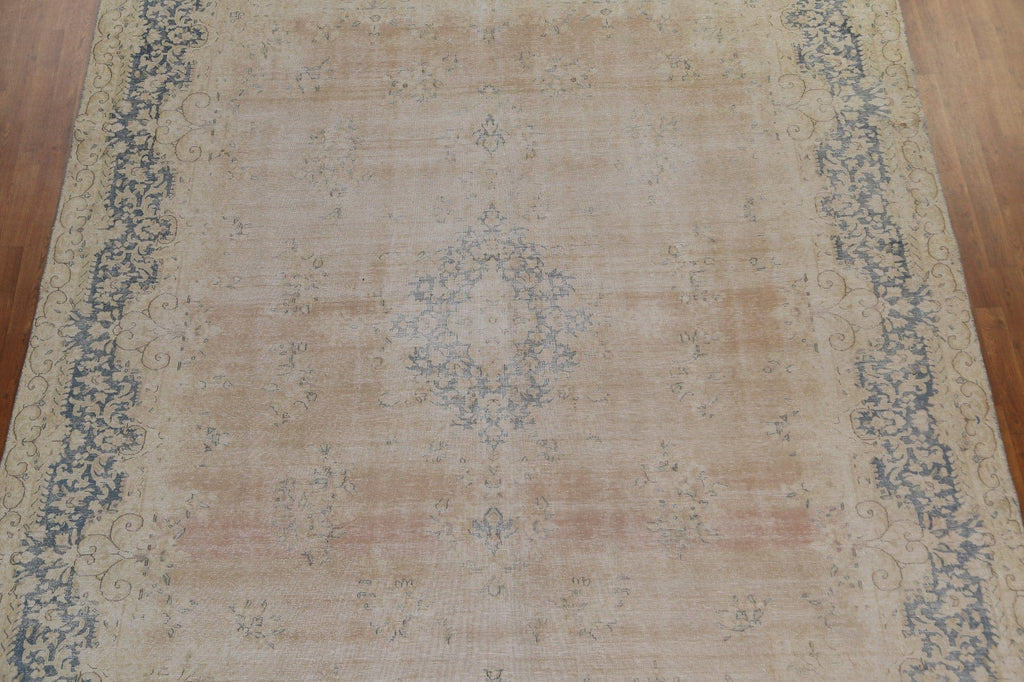 Distressed Wool Kerman Persian Area Rug 10x12