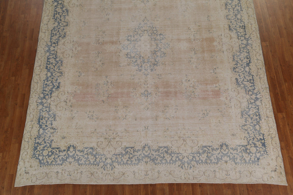 Distressed Wool Kerman Persian Area Rug 10x12