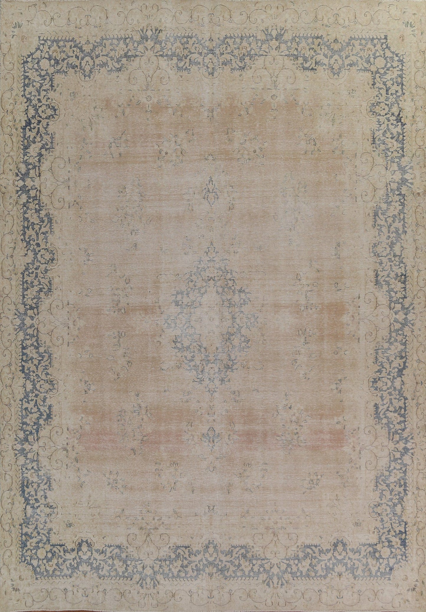 Distressed Wool Kerman Persian Area Rug 10x12