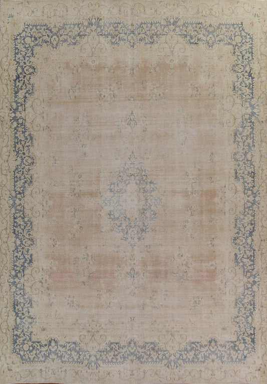 Distressed Wool Kerman Persian Area Rug 10x12