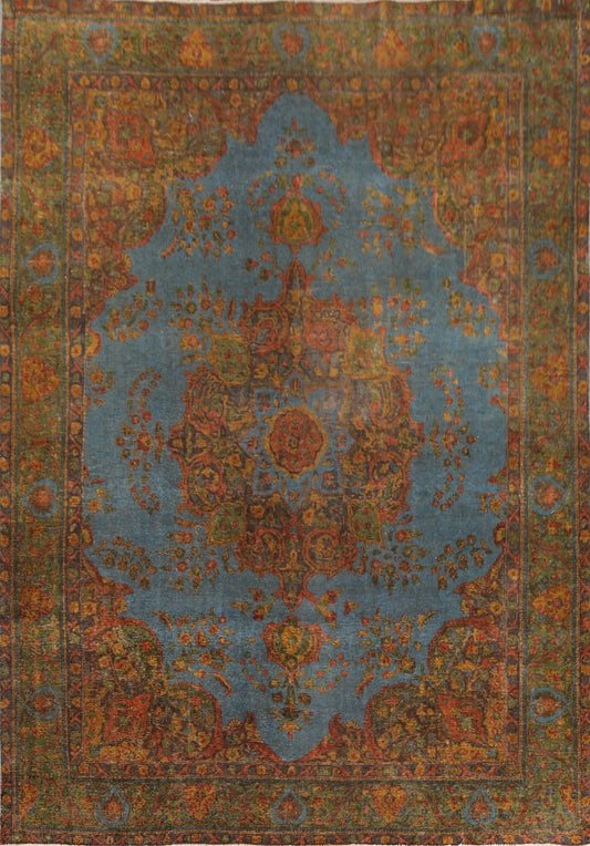 Distressed Over-Dyed Mashad Persian Area Rug 10x12