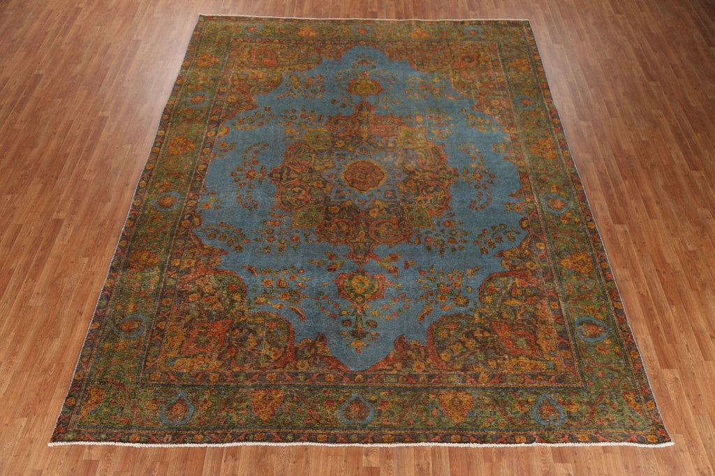 Distressed Over-Dyed Mashad Persian Area Rug 10x12