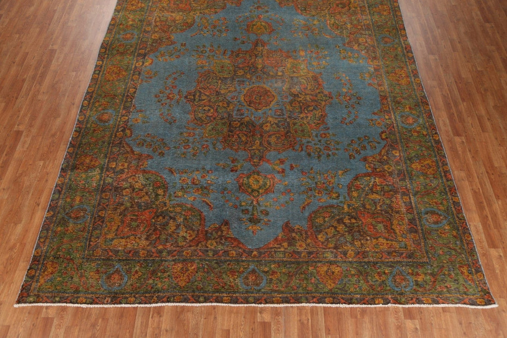 Distressed Over-Dyed Mashad Persian Area Rug 10x12