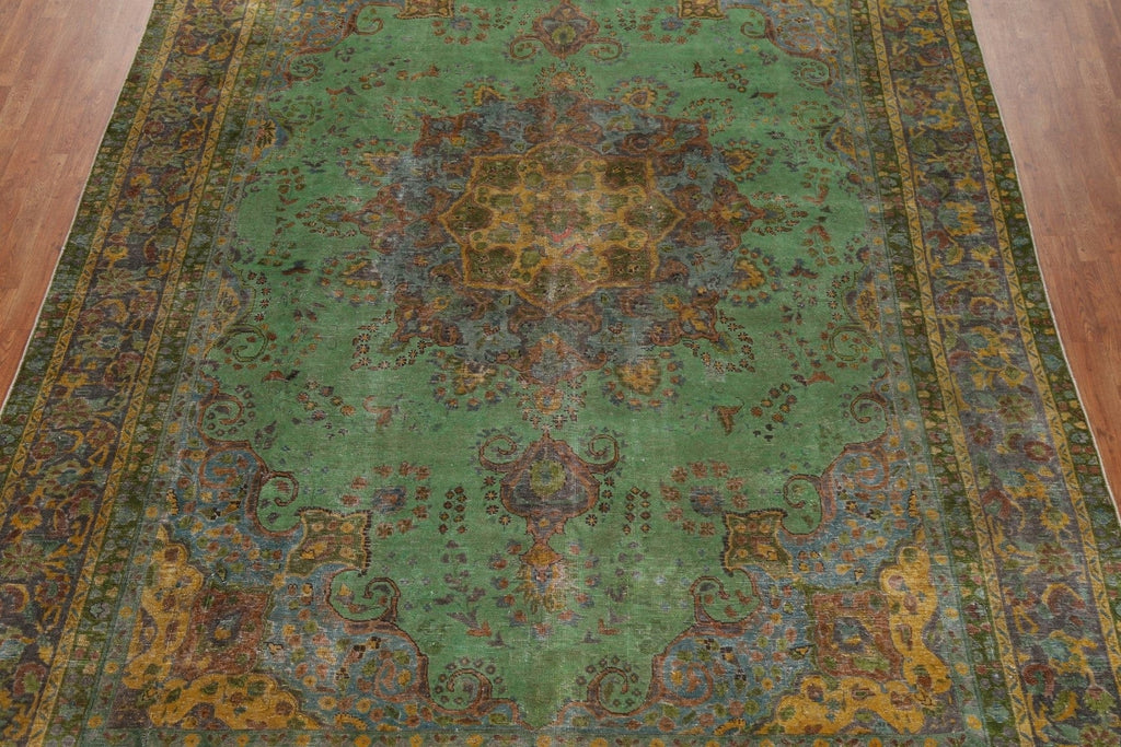 Distressed Over-Dyed Mashad Persian Area Rug 9x12