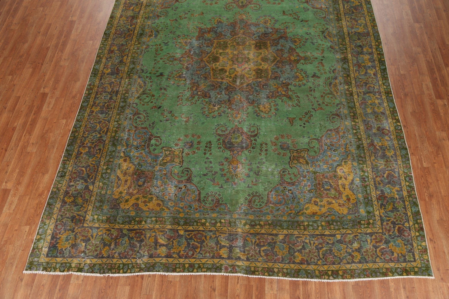 Distressed Over-Dyed Mashad Persian Area Rug 9x12