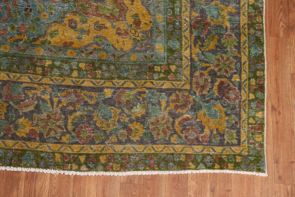 Distressed Over-Dyed Mashad Persian Area Rug 9x12