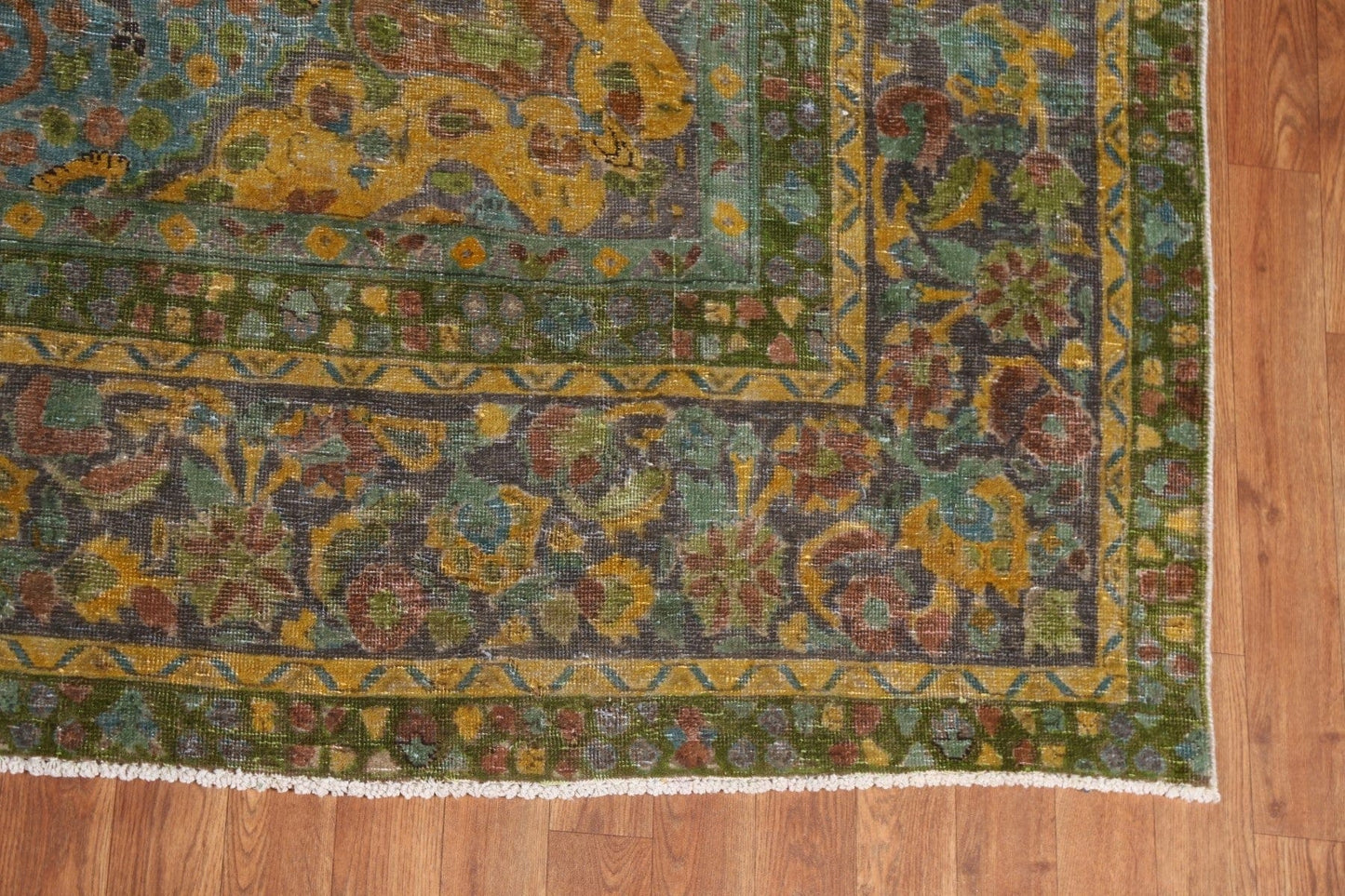 Distressed Over-Dyed Mashad Persian Area Rug 9x12