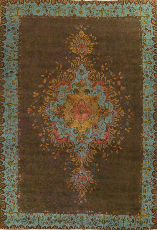 Distressed Wool Tabriz Persian Area Rug 9x11