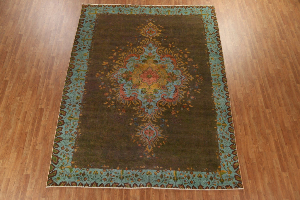 Distressed Wool Tabriz Persian Area Rug 9x11