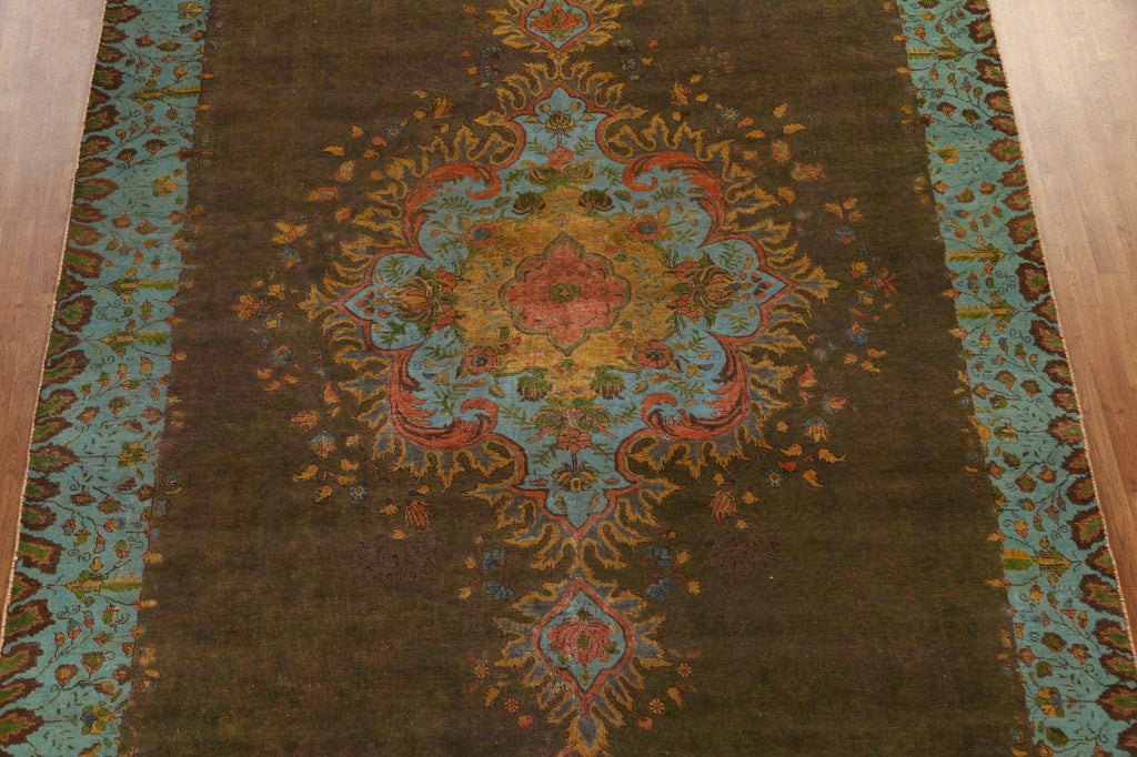 Distressed Wool Tabriz Persian Area Rug 9x11