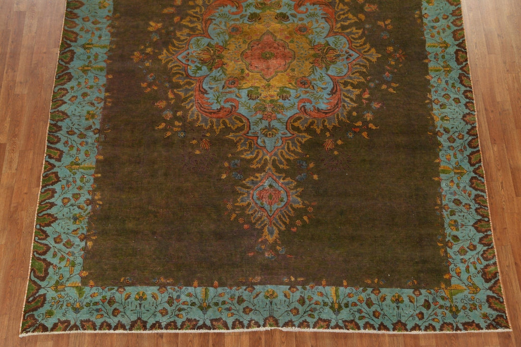 Distressed Wool Tabriz Persian Area Rug 9x11