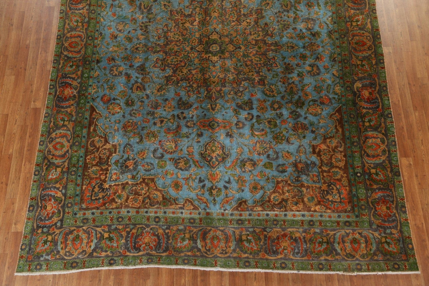 Distressed Wool Mashad Persian Area Rug 9x12