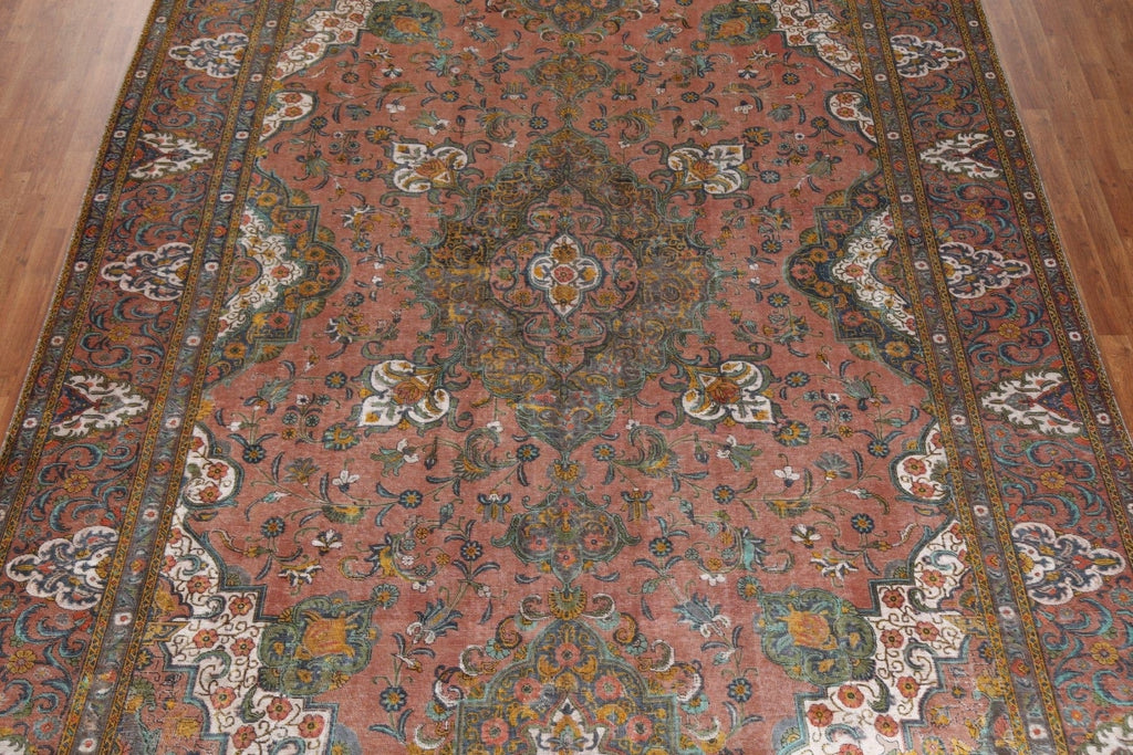 Vintage Wool Tabriz Persian Area Rug 10x13