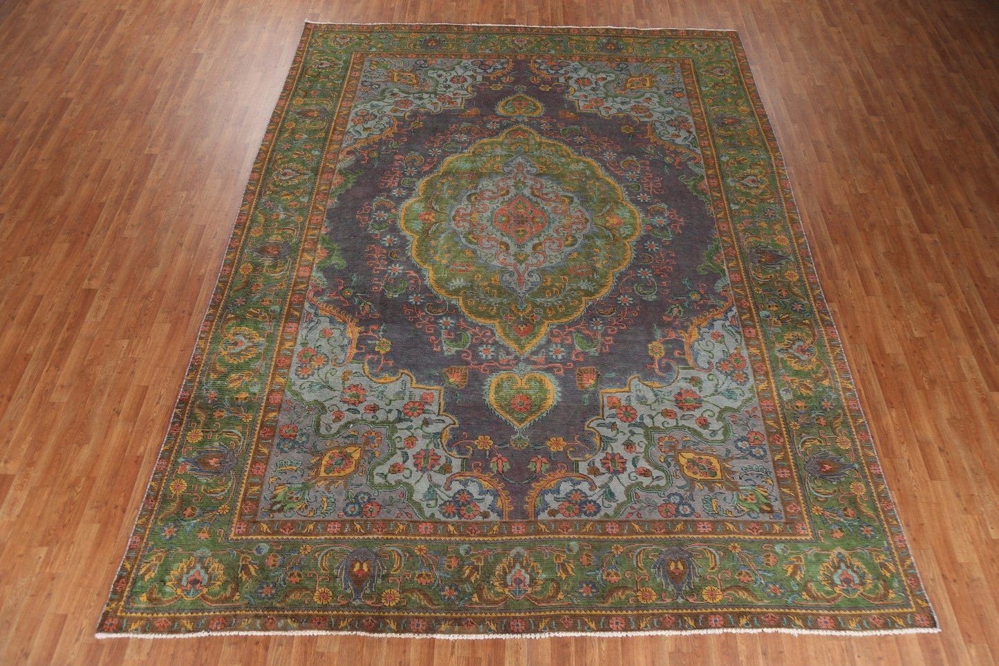 Distressed Over-Dyed Tabriz Persian Area Rug 10x13