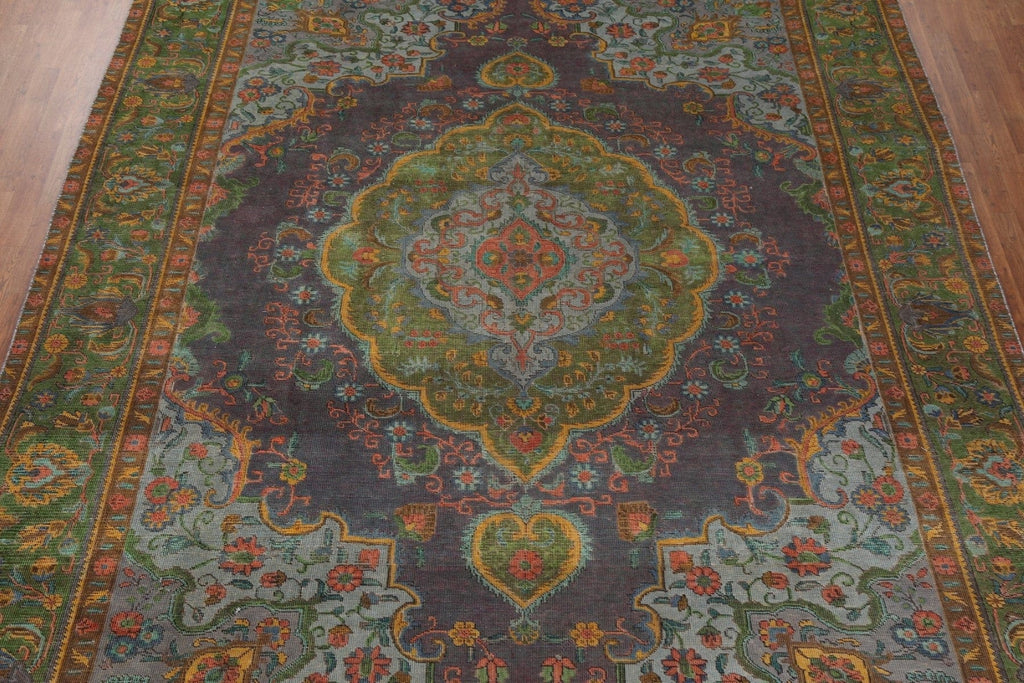 Distressed Over-Dyed Tabriz Persian Area Rug 10x13