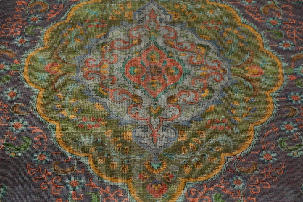 Distressed Over-Dyed Tabriz Persian Area Rug 10x13