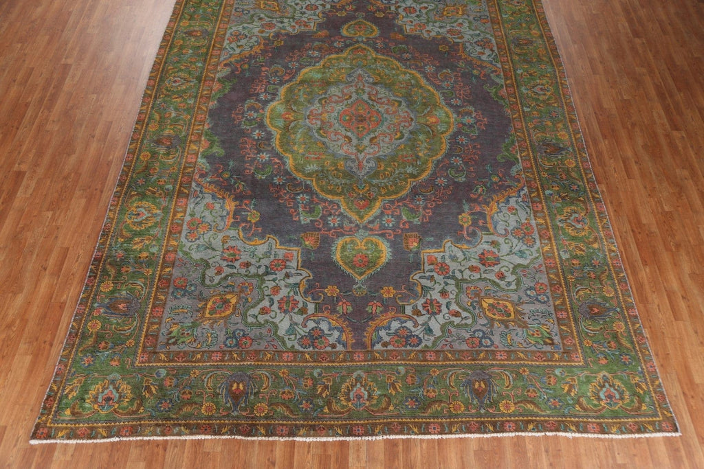 Distressed Over-Dyed Tabriz Persian Area Rug 10x13