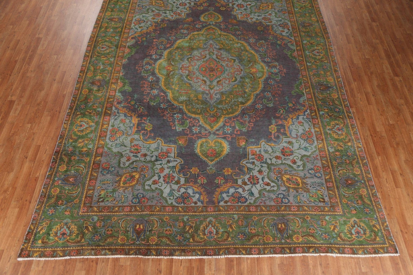 Distressed Over-Dyed Tabriz Persian Area Rug 10x13