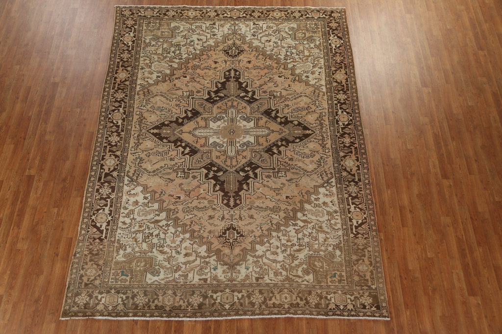 Vintage Geometric Heriz Persian Area Rug 8x11