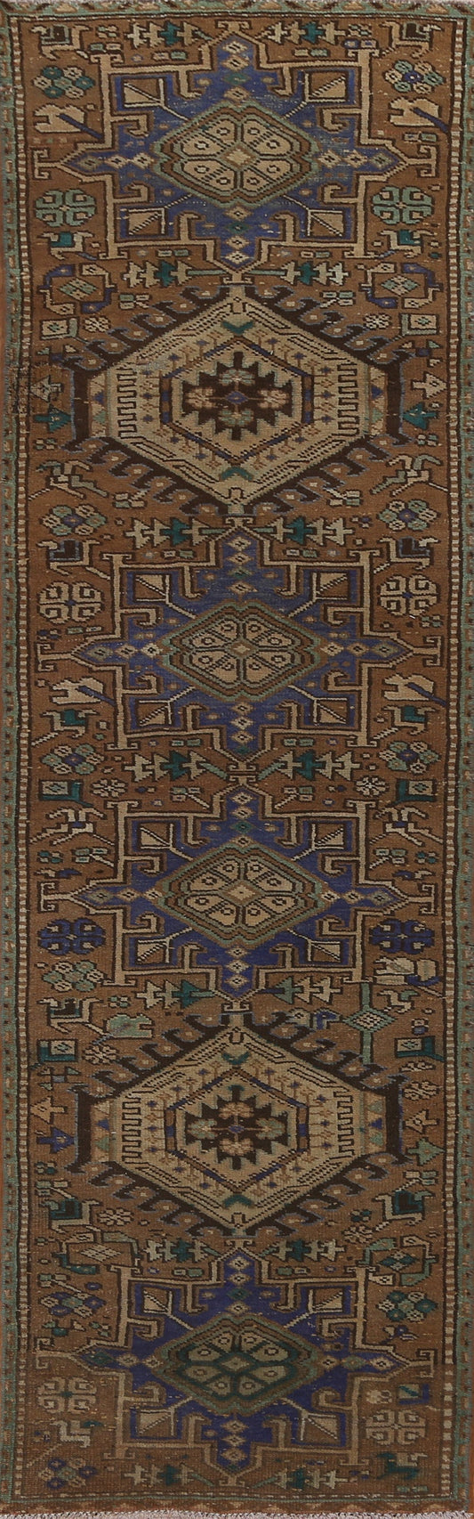 Tribal Geometric Gharajeh Persian Runner Rug 2x10