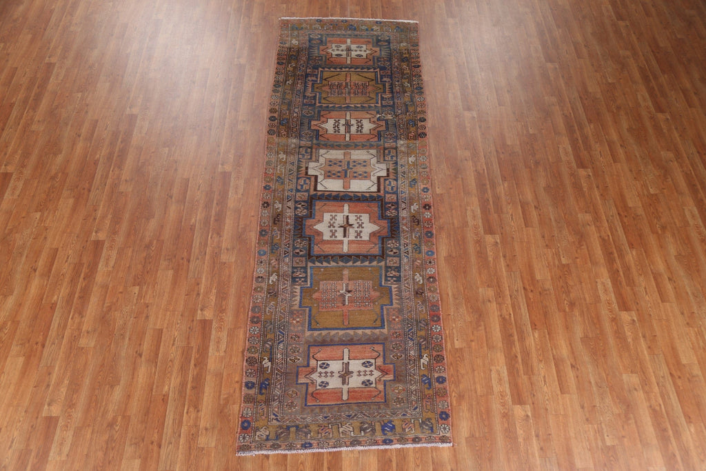 Vintage Wool Heriz Persian Runner Rug 3x10