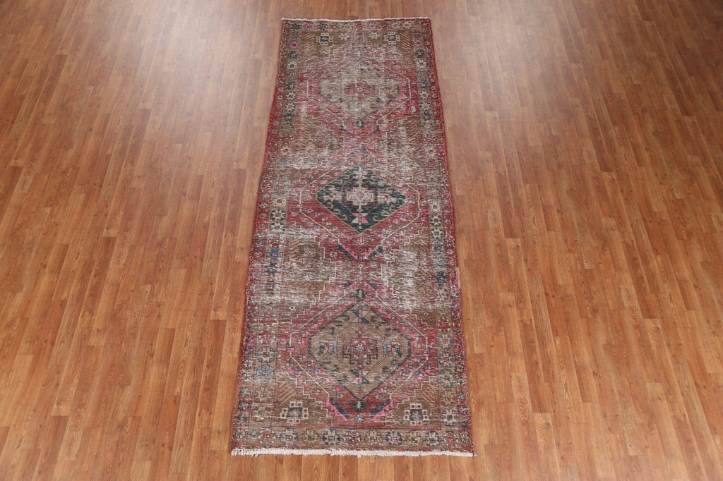 Wool Geometric Ardebil Persian Runner Rug 4x10