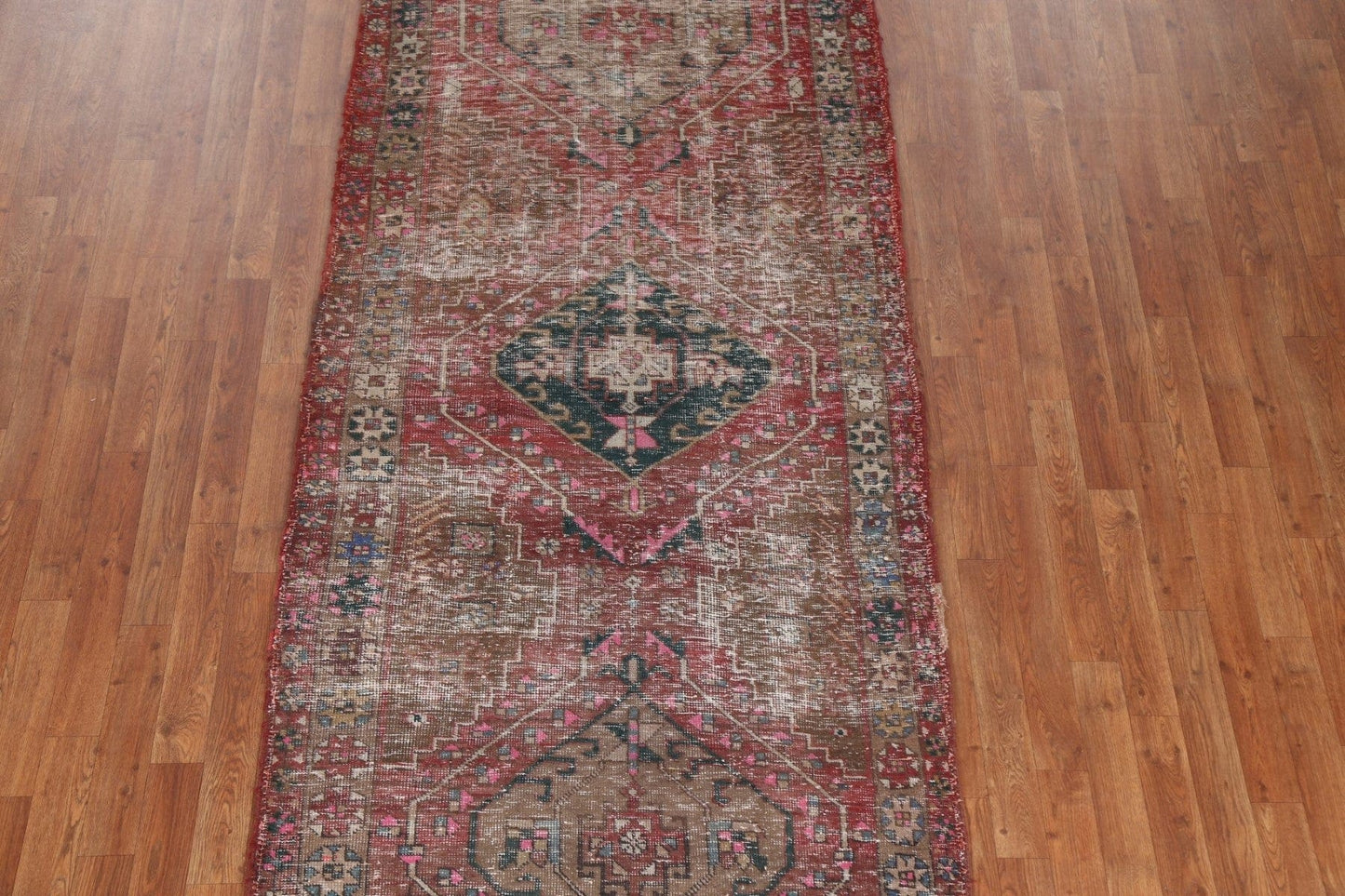 Wool Geometric Ardebil Persian Runner Rug 4x10