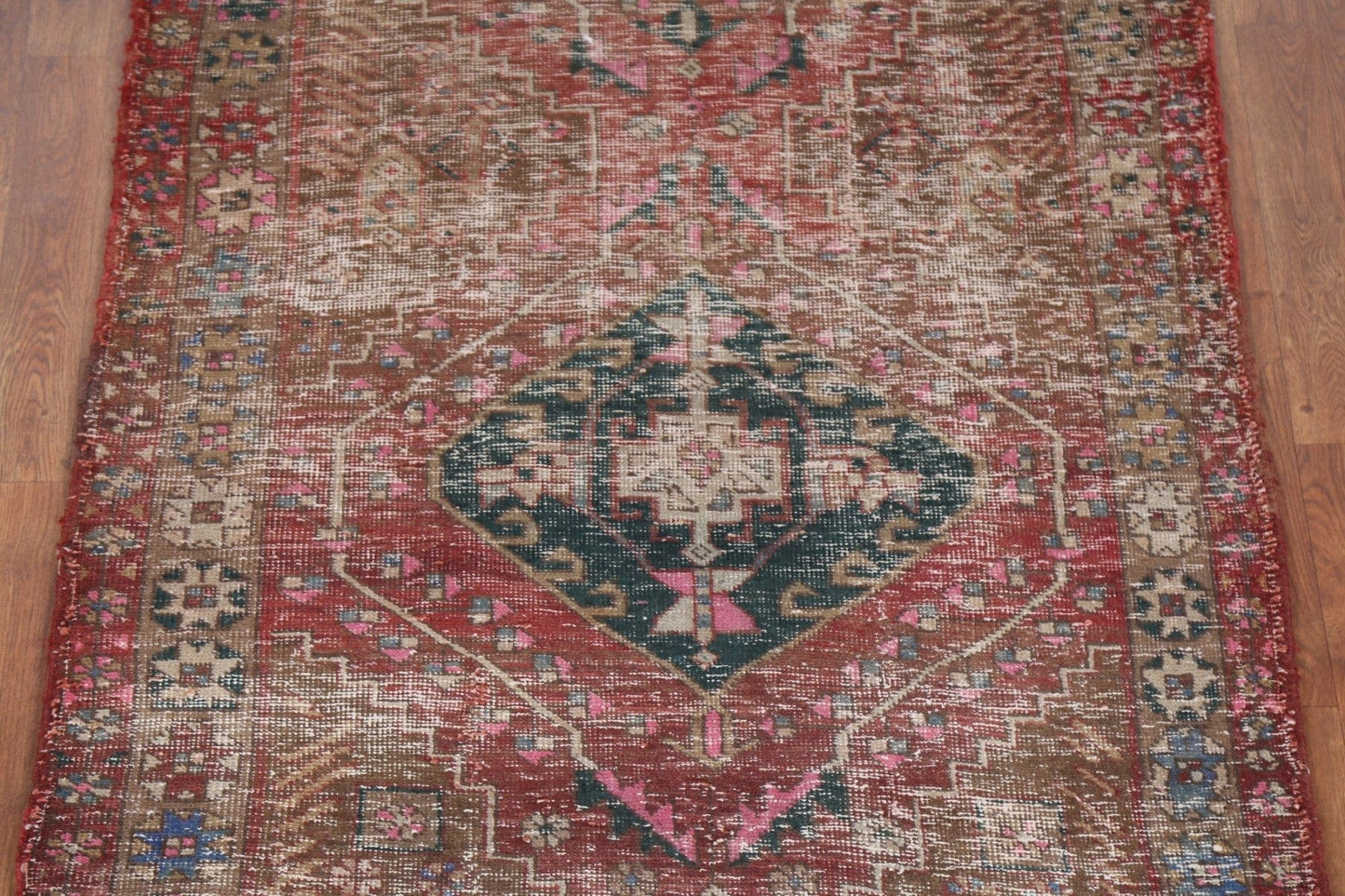 Wool Geometric Ardebil Persian Runner Rug 4x10