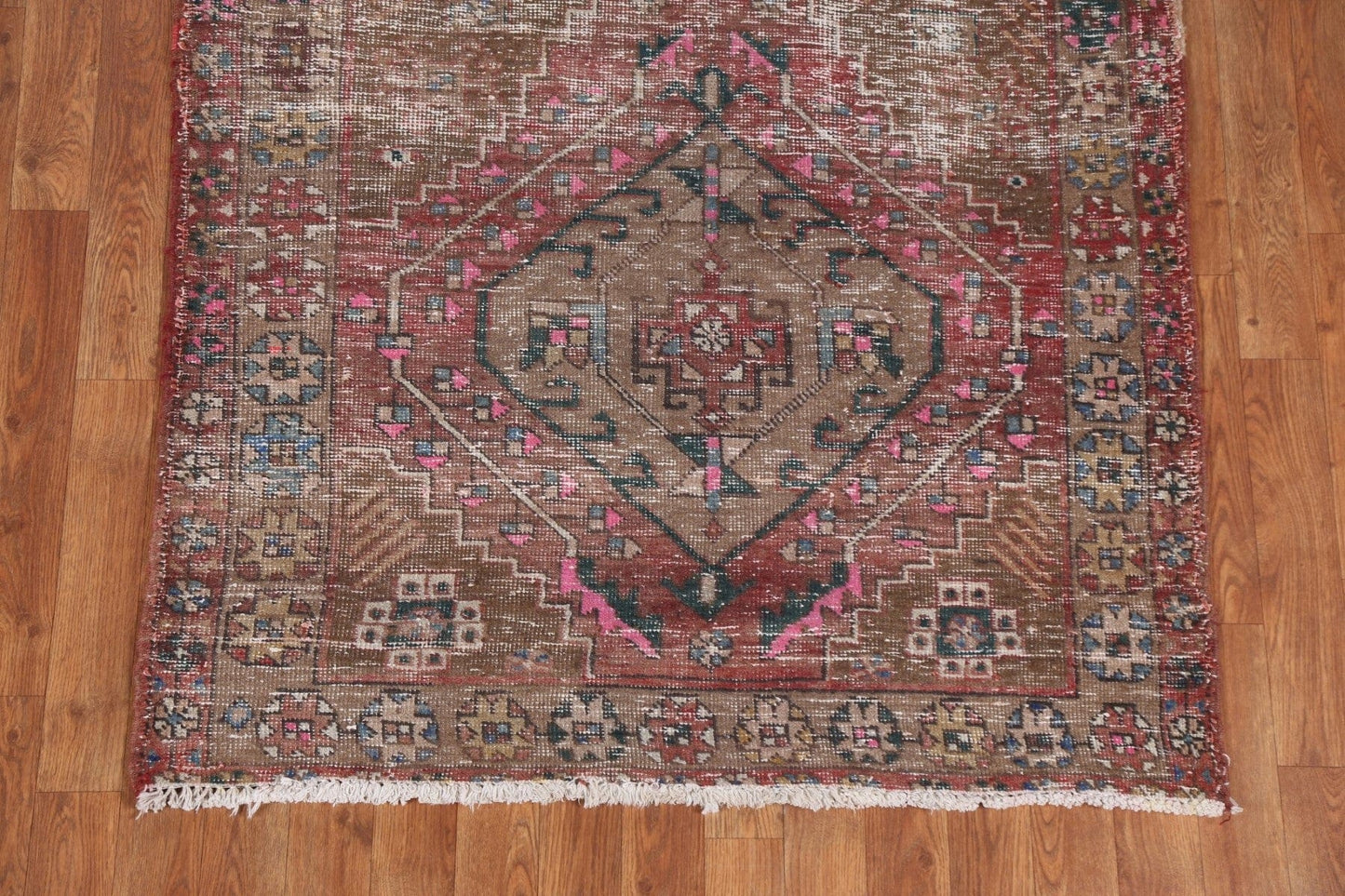 Wool Geometric Ardebil Persian Runner Rug 4x10