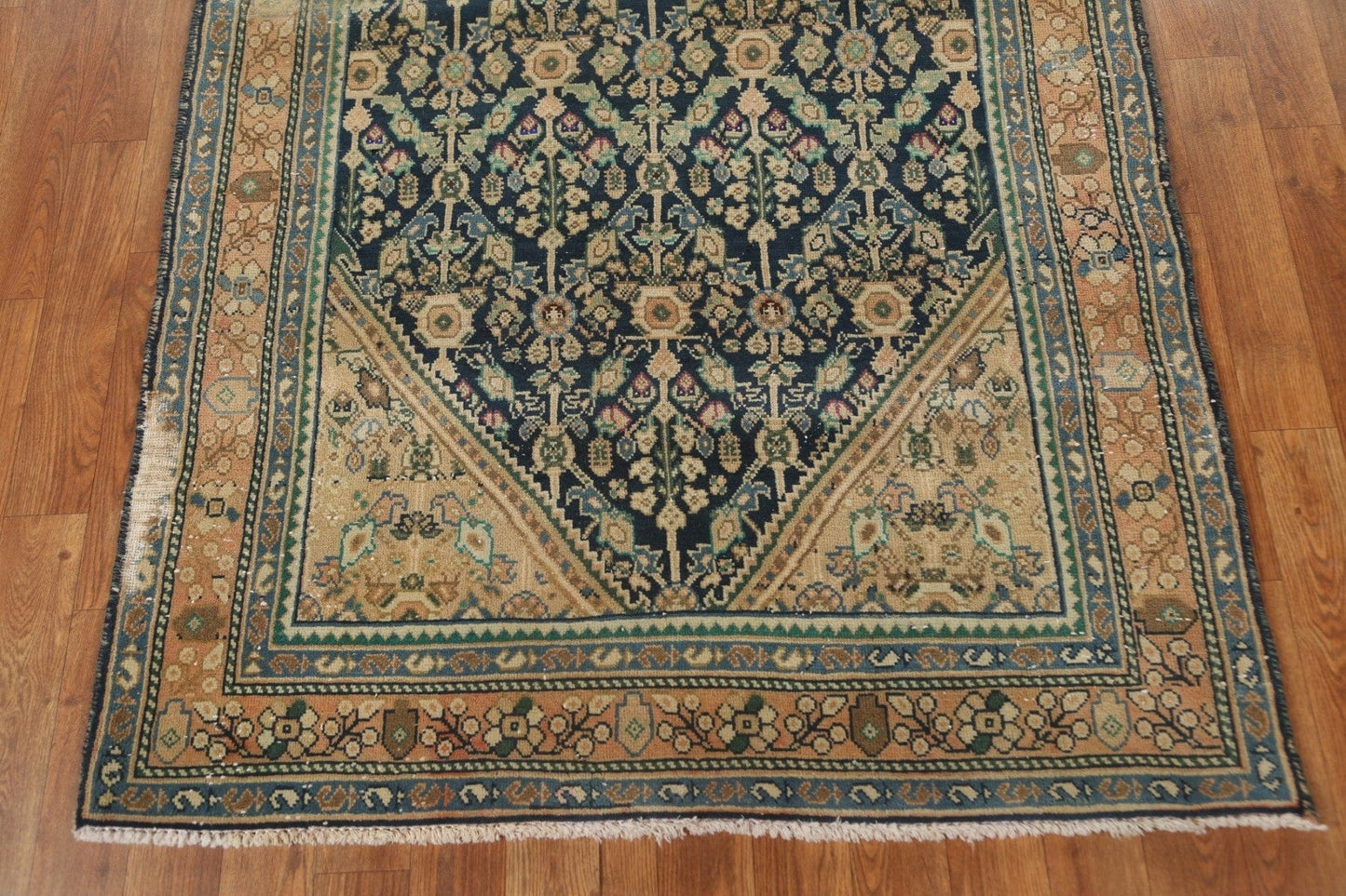 Vintage Wool Ardebil Persian Runner Rug 3x10