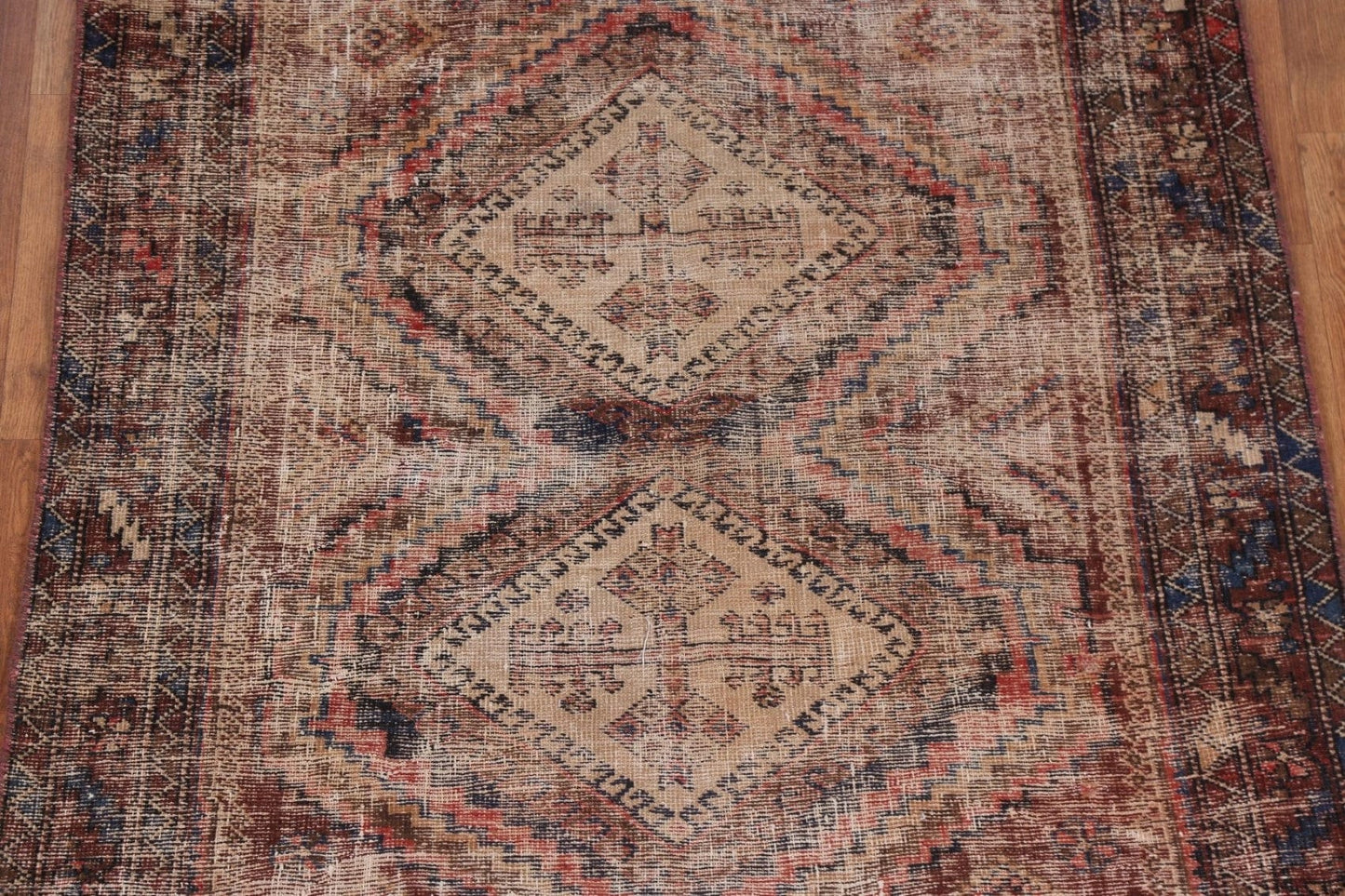 Distressed Hamedan Persian Square Rug 5x5