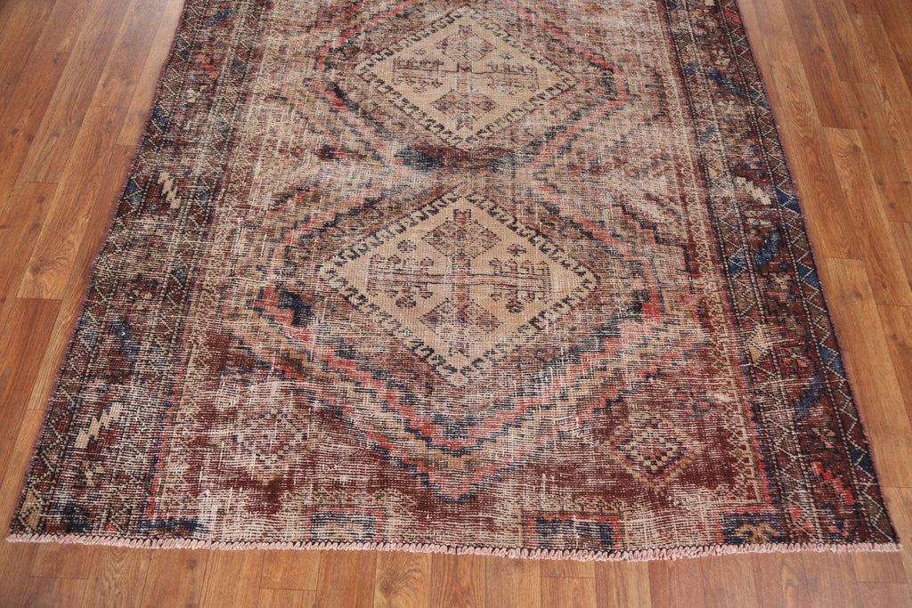 Distressed Hamedan Persian Square Rug 5x5