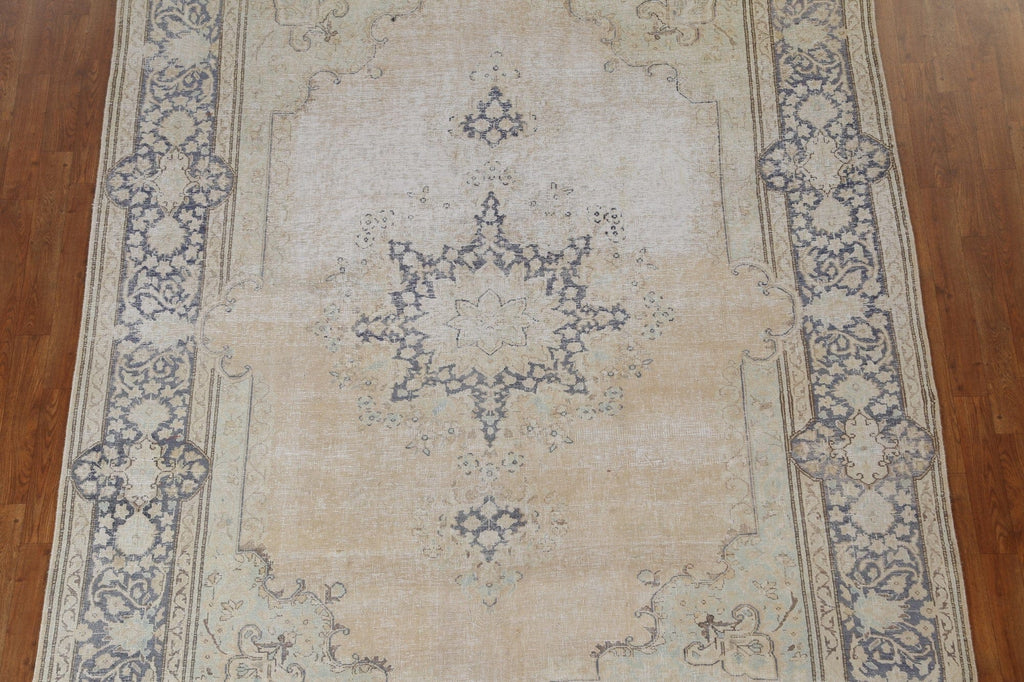 Distressed Wool Kerman Persian Area Rug 7x9