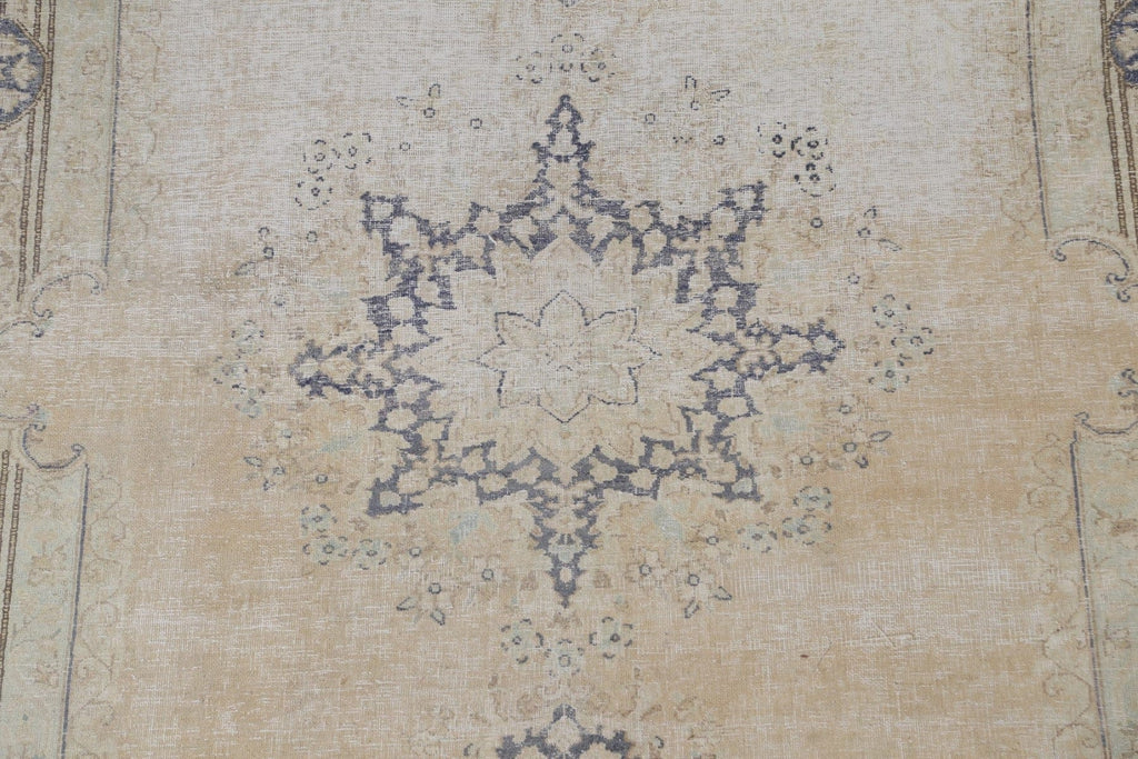 Distressed Wool Kerman Persian Area Rug 7x9