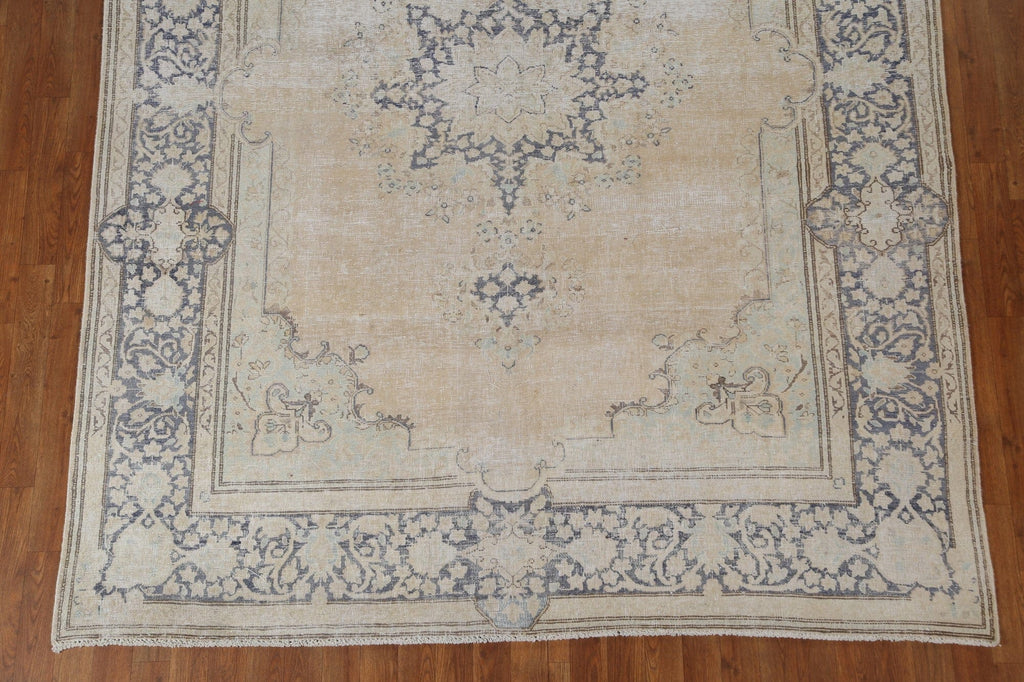 Distressed Wool Kerman Persian Area Rug 7x9