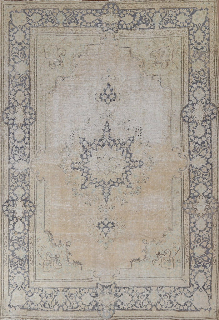 Distressed Wool Kerman Persian Area Rug 7x9