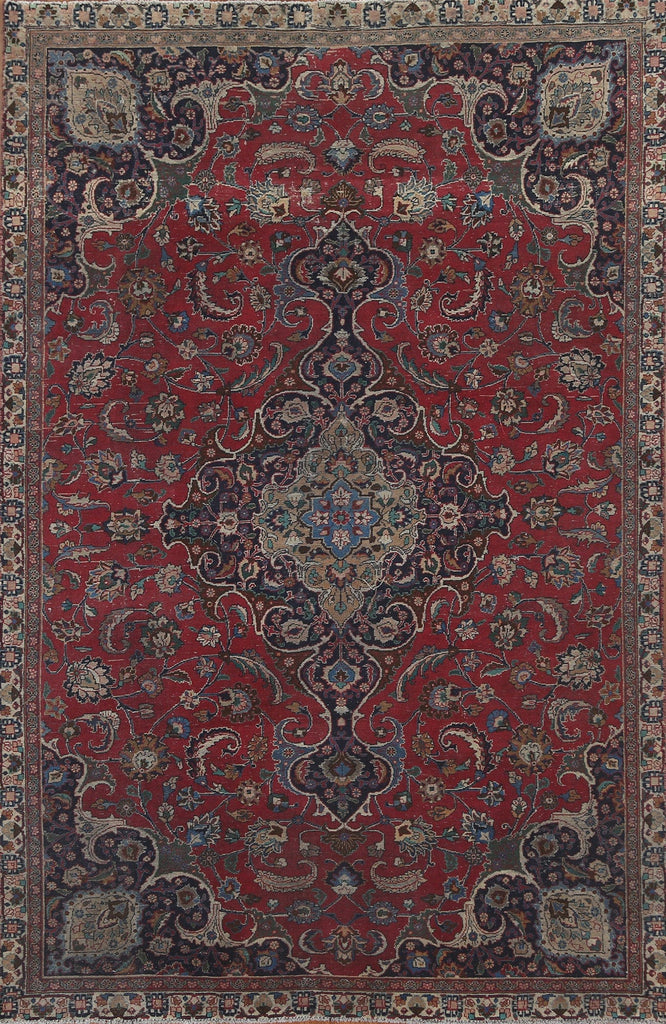 Floral Red Wool Kashmar Persian Area Rug 7x10