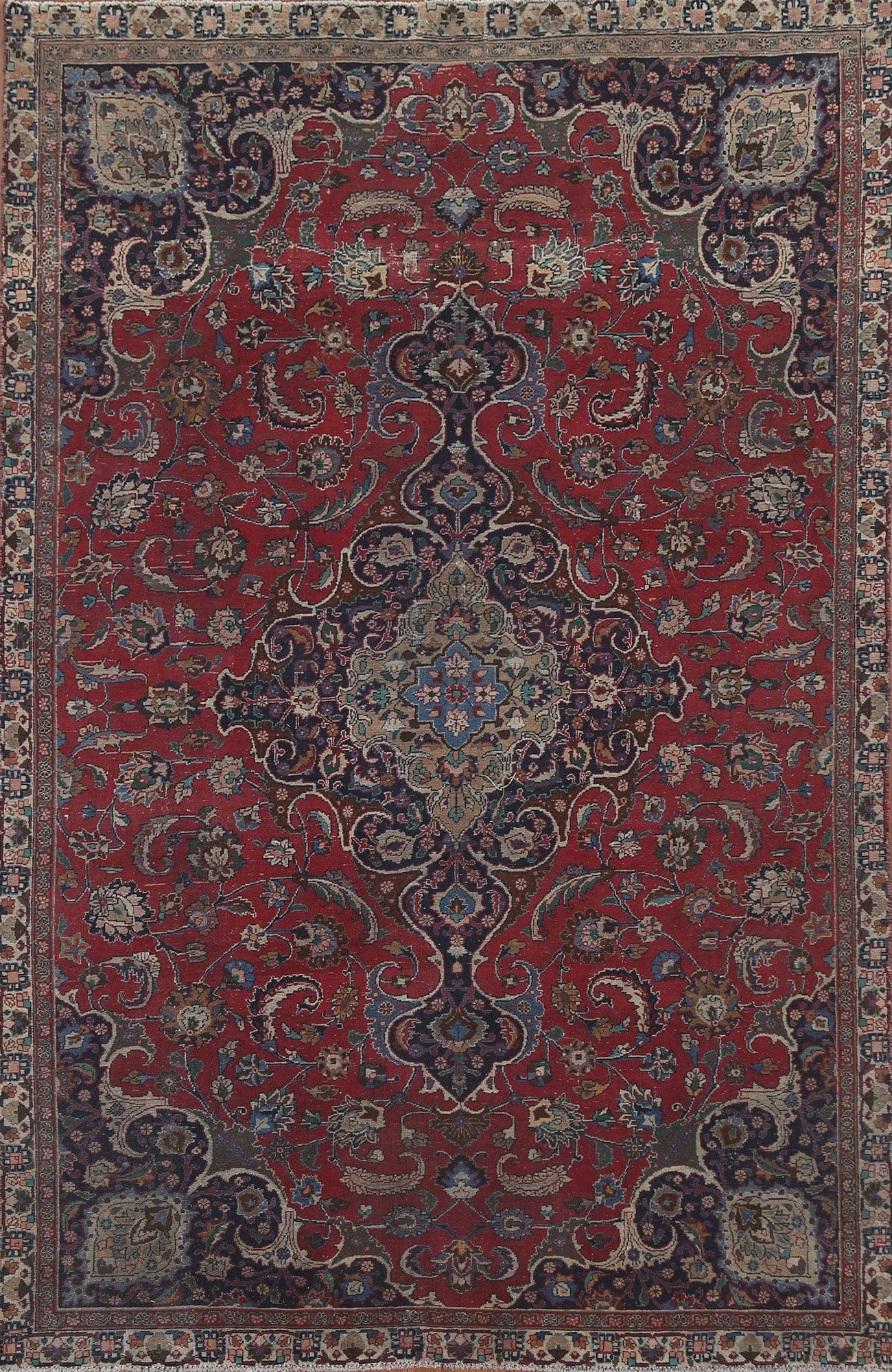 Floral Red Wool Kashmar Persian Area Rug 7x10