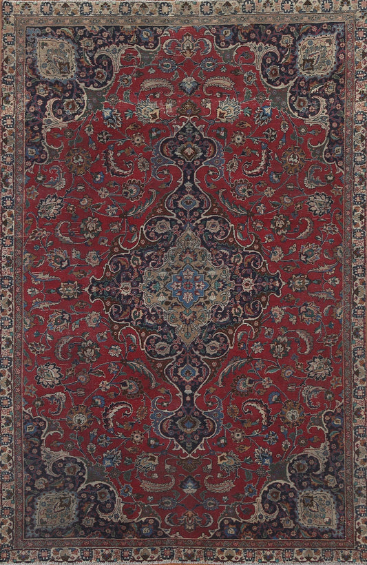Floral Red Wool Kashmar Persian Area Rug 7x10