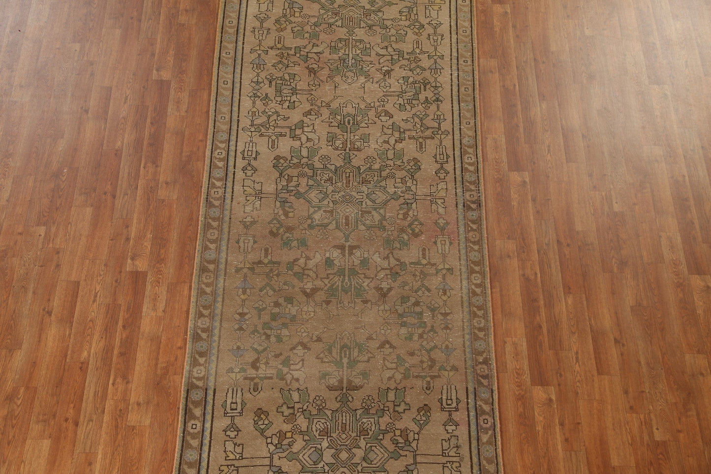 Vegetable Dye Geometric Tabriz Persian Rug 4x13