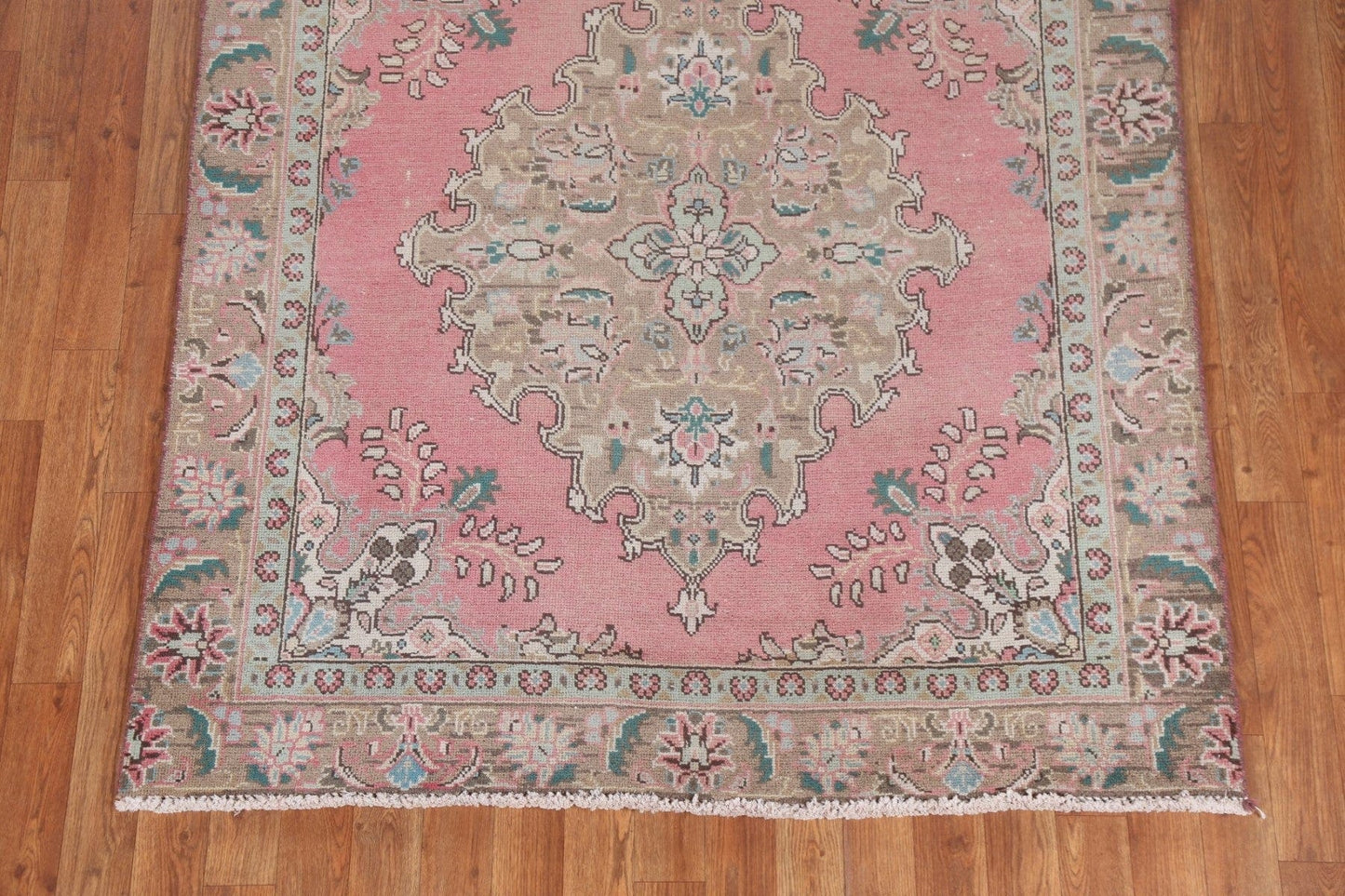 Handmade Pink Wool Tabriz Persian Runner Rug 4x12