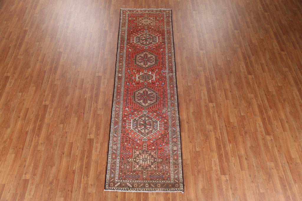 Vintage Wool Gharajeh Persian Runner Rug 3x11