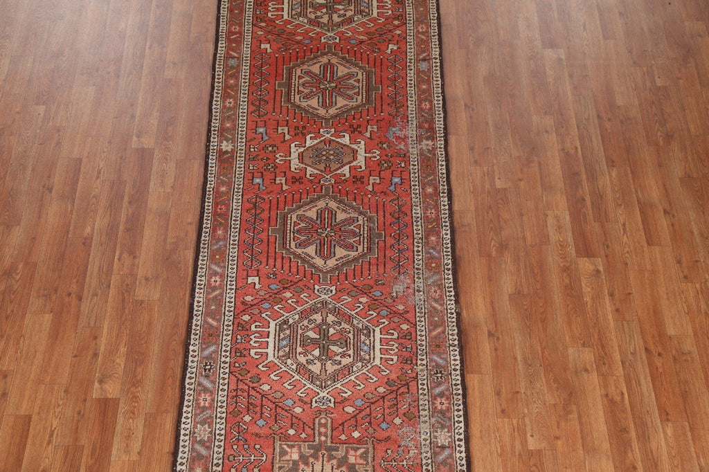 Vintage Wool Gharajeh Persian Runner Rug 3x11